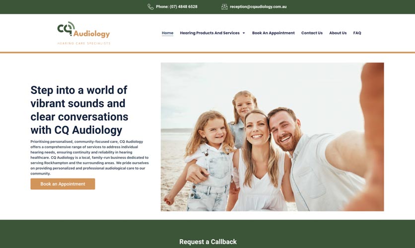 CQ Audiology website design service